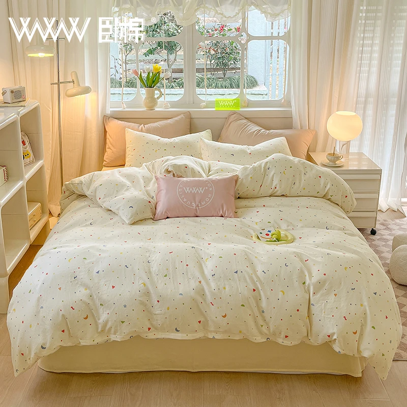 WWW全棉A类母婴双层纱清新印花单被套亲肤软糯透气单人宿舍 书宁
