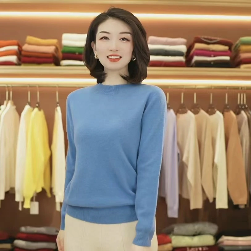 【100%绵羊毛】冬季软糯宽松打底长袖套头百搭休闲针织衫半高领