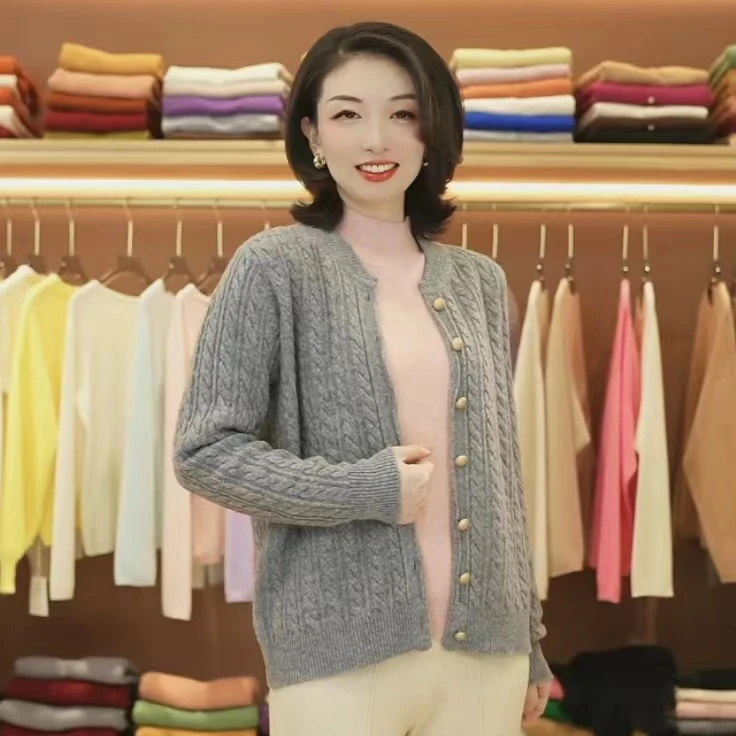 【重磅加厚100%羊毛】秋冬宽松针织绞花百搭长袖针织衫上衣慵懒休闲