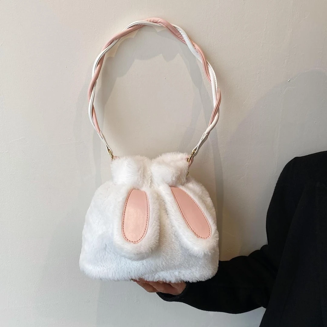 diy绒绒兔耳包包兔兔包兔耳朵手工编织材料包手工包单肩生日礼物