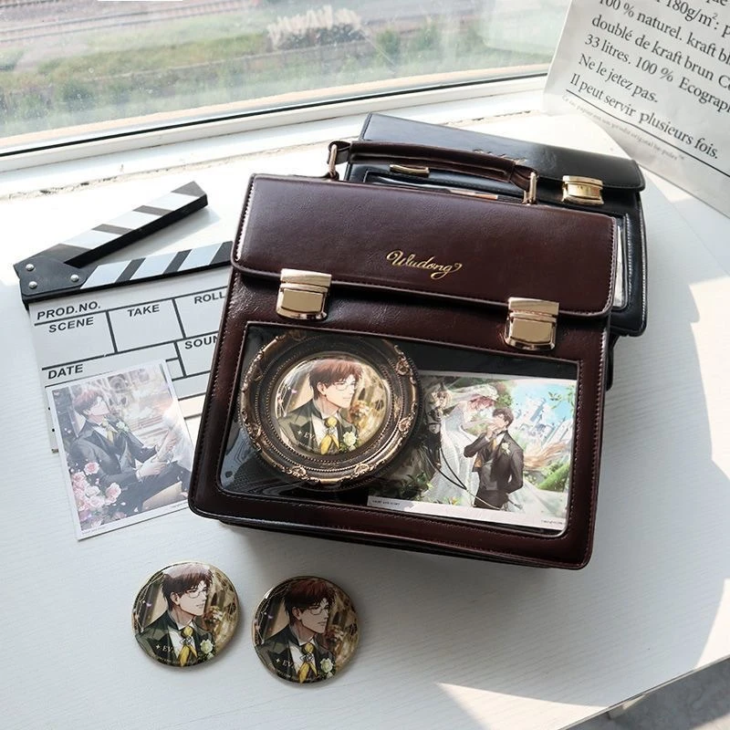 2024新款日常百搭透明单肩斜挎包双肩痛包吧唧包女【 焦糖方巧】