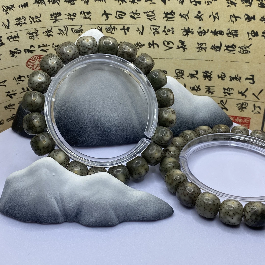 5.海南星月菩提原生态高油高密 石玉大眼桶珠单圈12*11