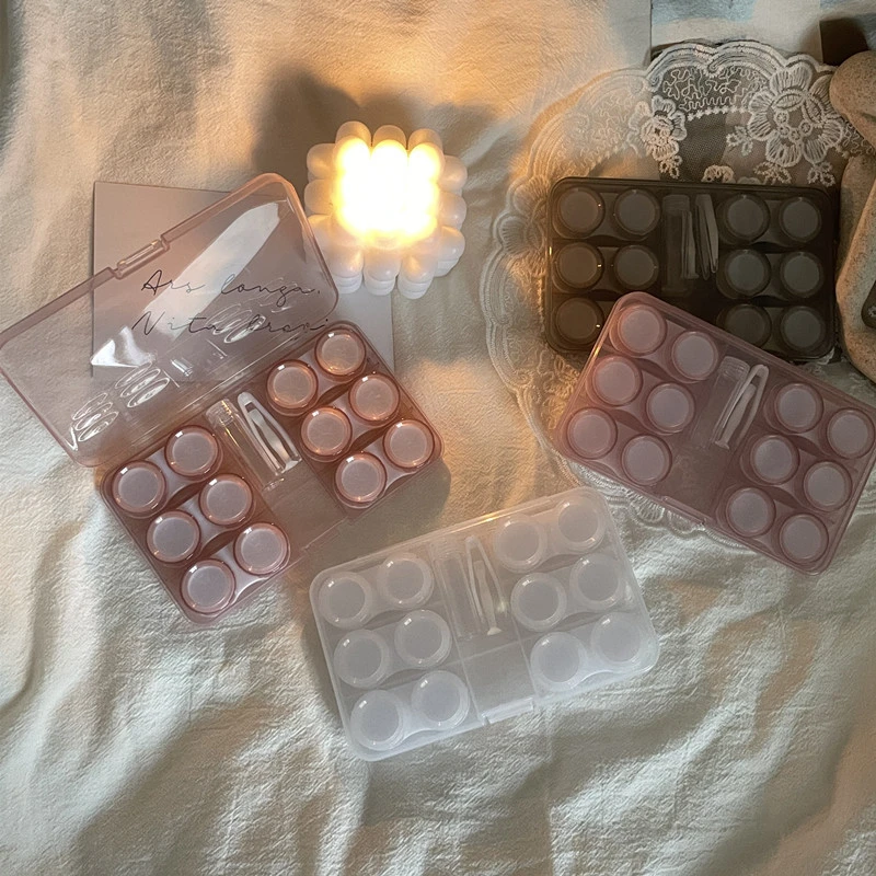多个装ins冷淡风隐形眼镜盒简约便携美瞳盒高颜值伴侣护理收纳盒
