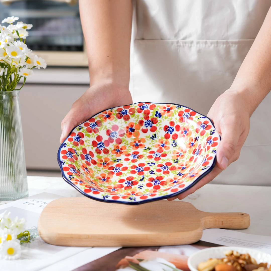 【西里西亚】手绘碧丝粉黛-8英寸草帽盘