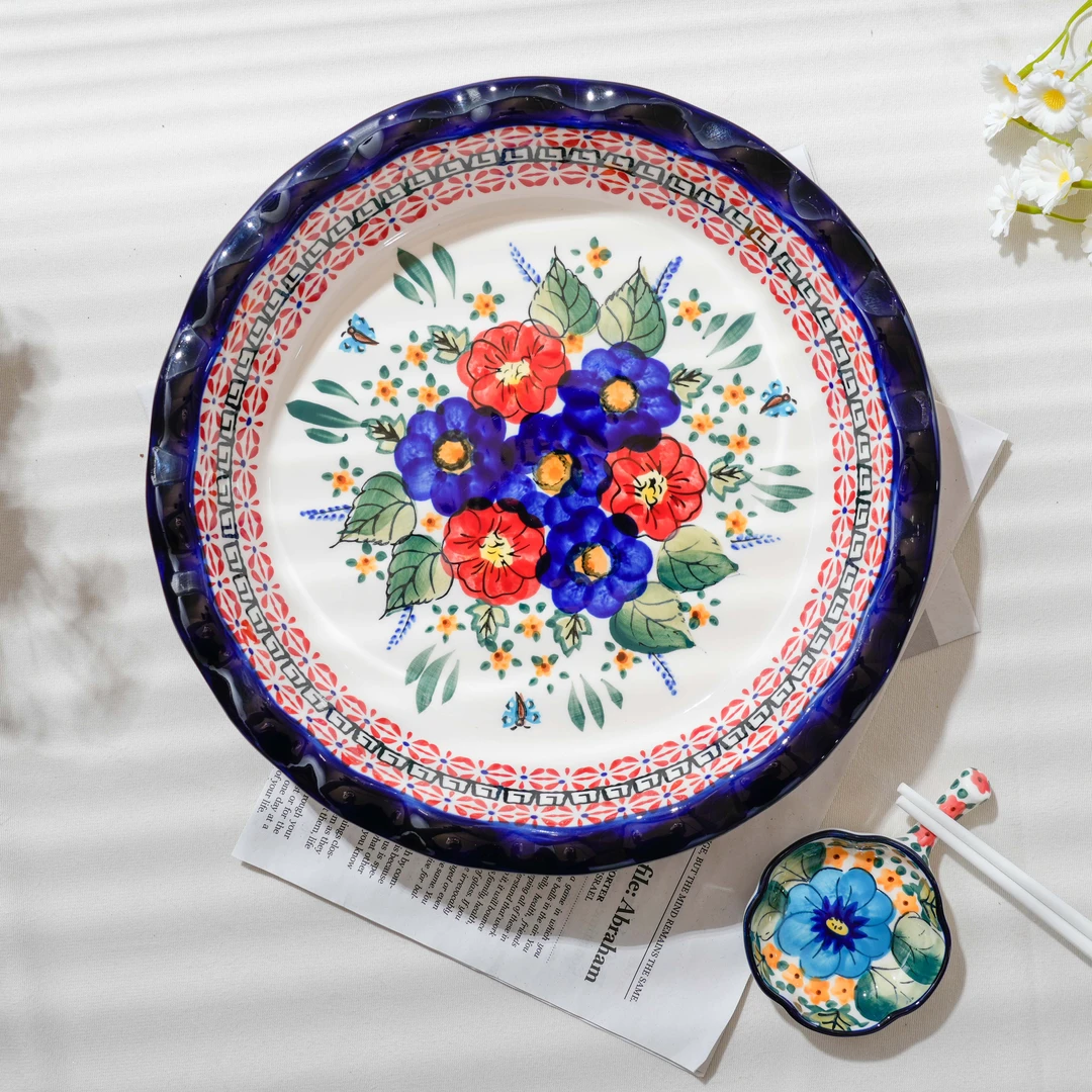 【西里西亚】手绘西里西亚-10.5寸波浪边派盘（送碟）