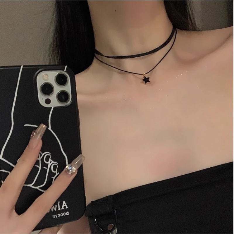 黑色choker颈链项圈女颈带轻奢小众高级感锁骨链chocker项链配饰