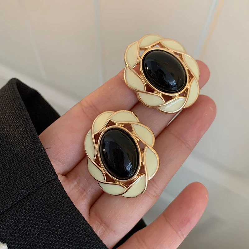 vintage中古耳钉~复古宫廷风耳环法式小香风高级感耳饰女赫本耳夹