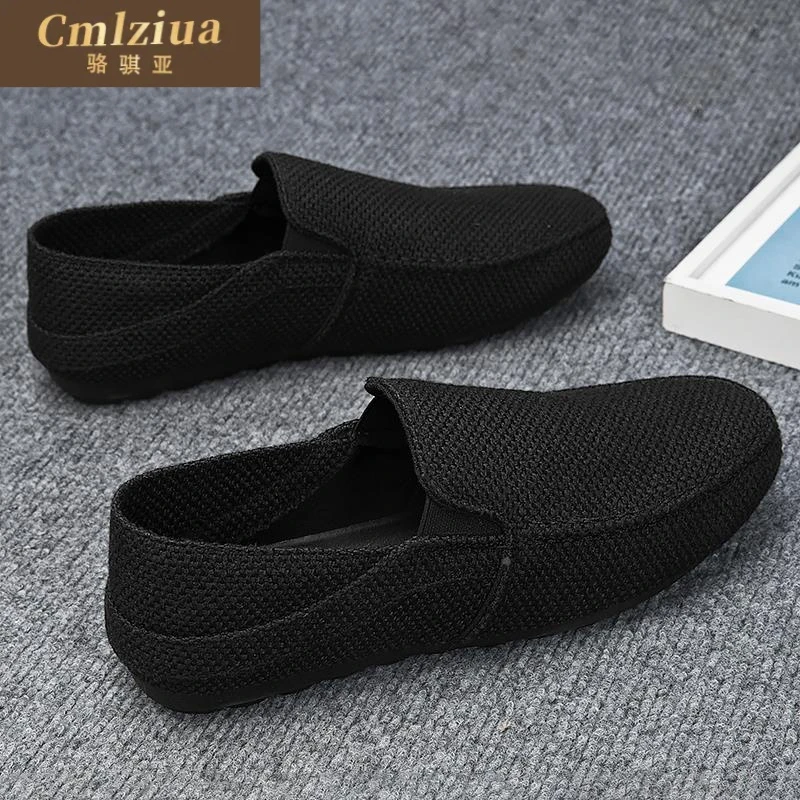 高档轻奢帆布男鞋春季老北京黑色布鞋懒人一脚蹬工作开车防滑轻便