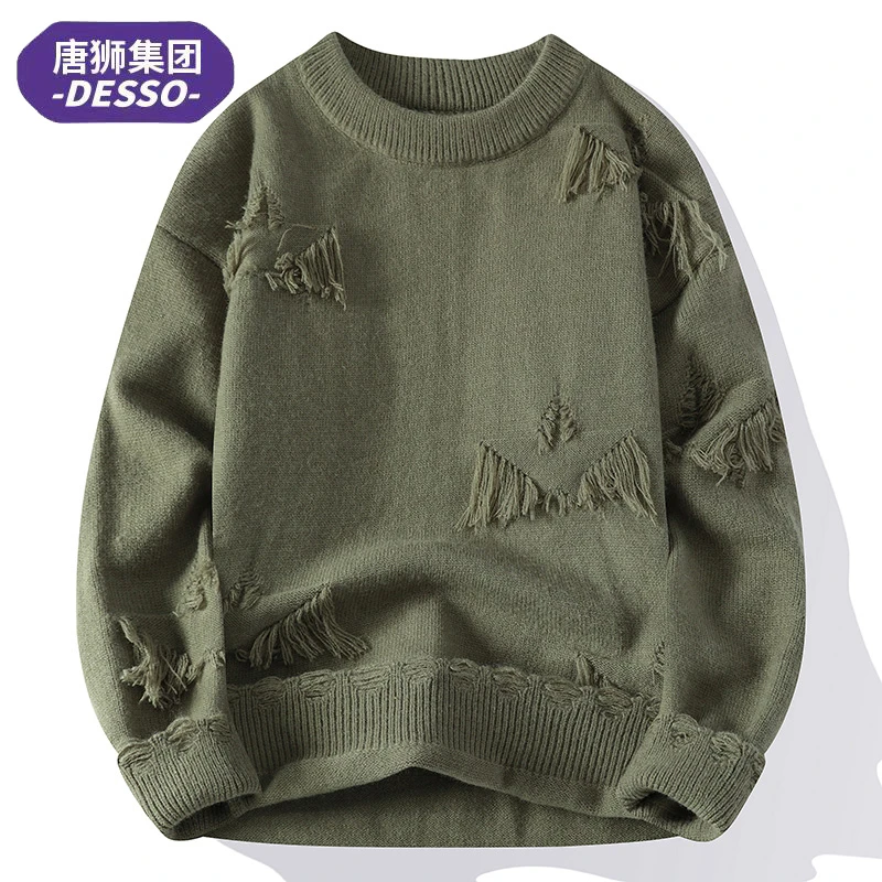 唐狮集团DESSO 秋冬青少年学生潮流毛衣男新款宽松加厚圆领针织衫
