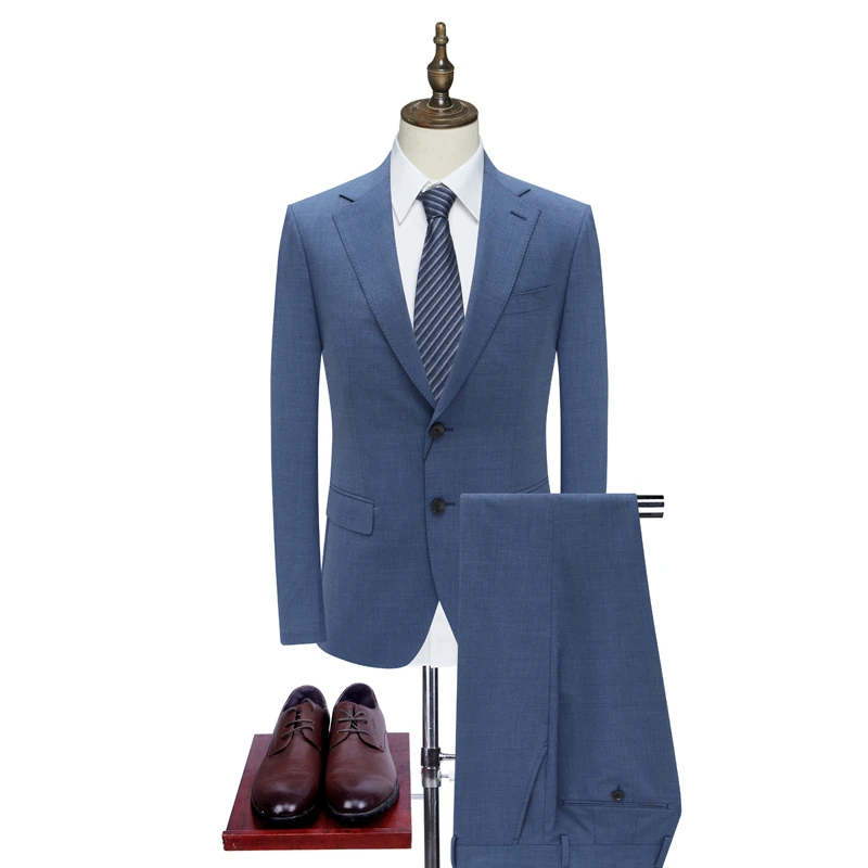 套西DL1 帝 男式春秋厚度西服 羊毛意大利面料商务休闲西装 灰蓝