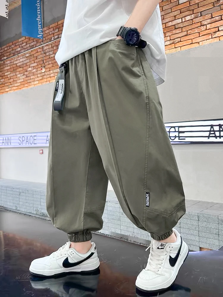 2024夏季新款男童长裤中大童洋气薄款休闲裤儿童装防蚊裤宽松纯棉