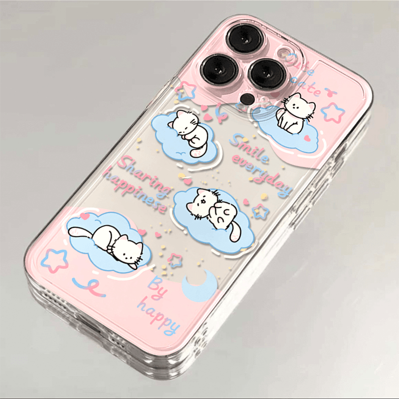 云朵猫咪iPhone15苹果14手机壳13promax透明12可爱11卡通xr全包xs