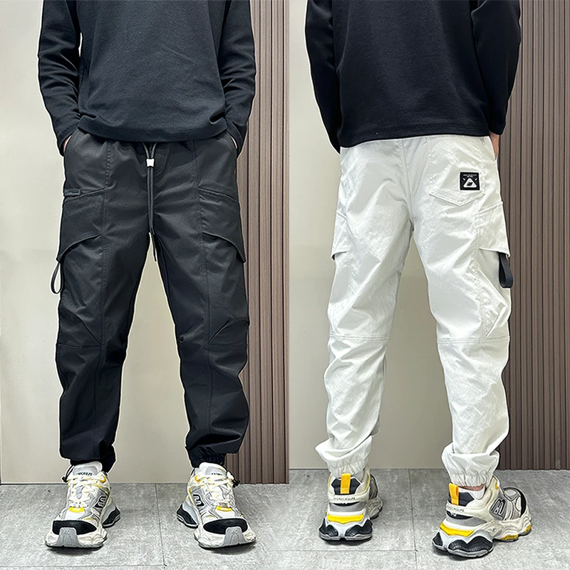 美式复古多口袋工装裤男秋冬款痞帅潮牌束脚休闲裤男士设计感男裤