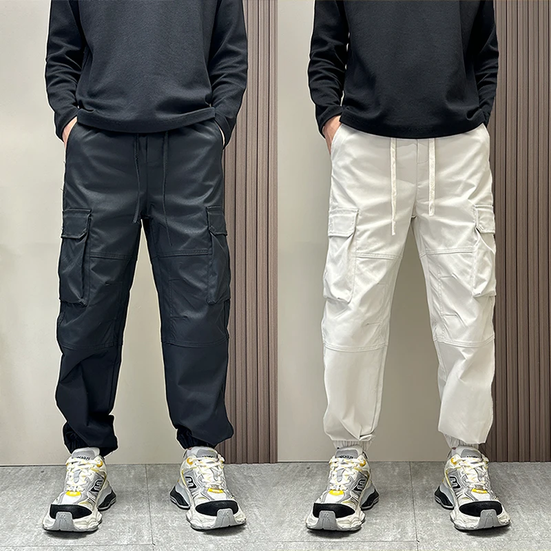 束脚工装裤男秋冬款多口袋九分宽松休闲裤痞帅百搭哈伦裤男士裤子