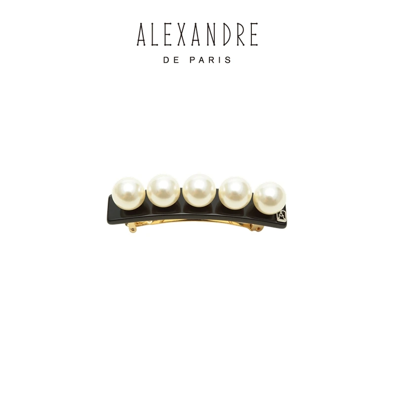 ALEXANDRE DE PARIS巴黎亚历山大玉珠6公分发夹发饰头饰