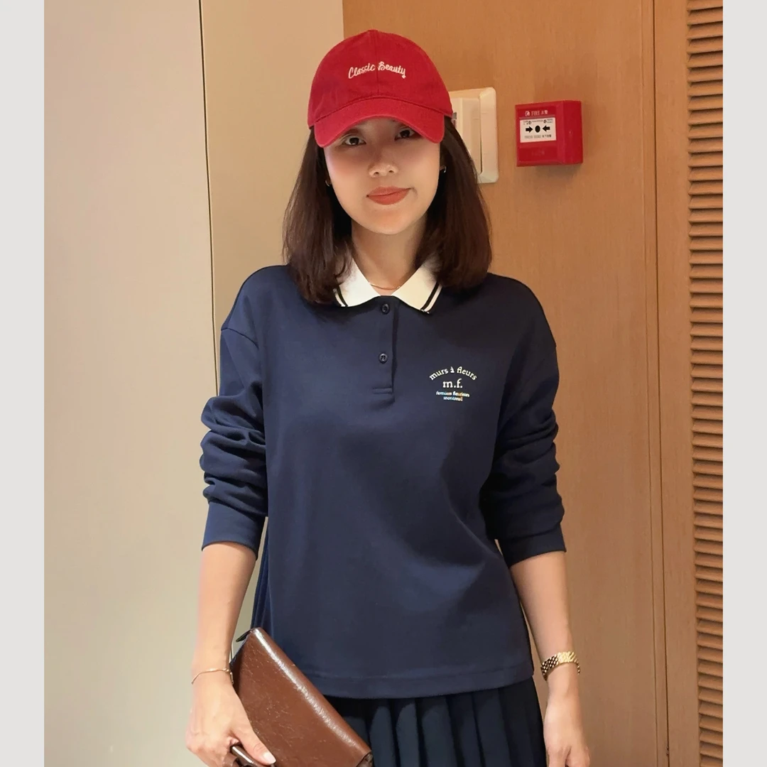 XIYE&W【减龄翻领Polo】字母翻领卫衣