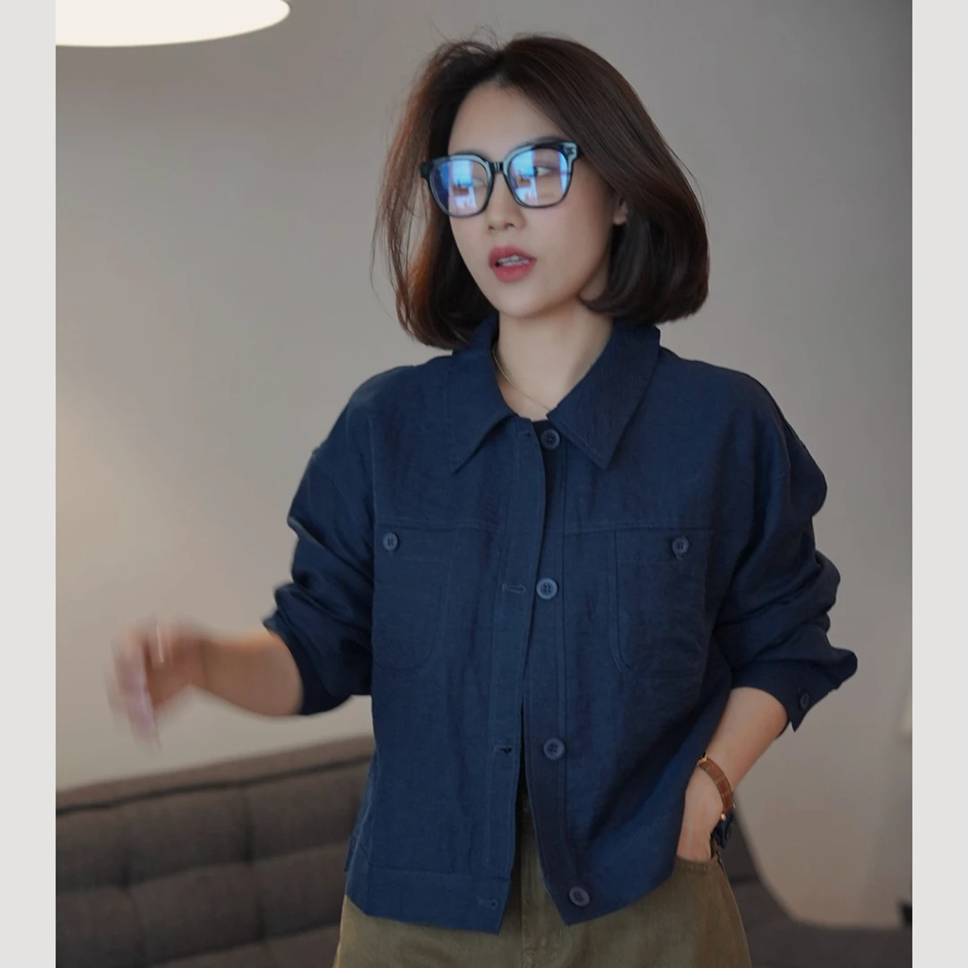XIYE&W【惬意】藏青色休闲衬衫