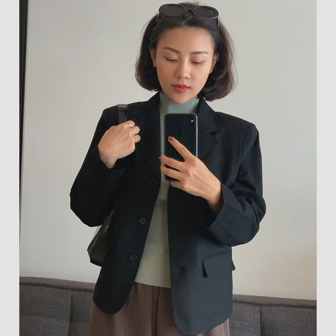XIYE&W【小西装】气质短款黑色西装