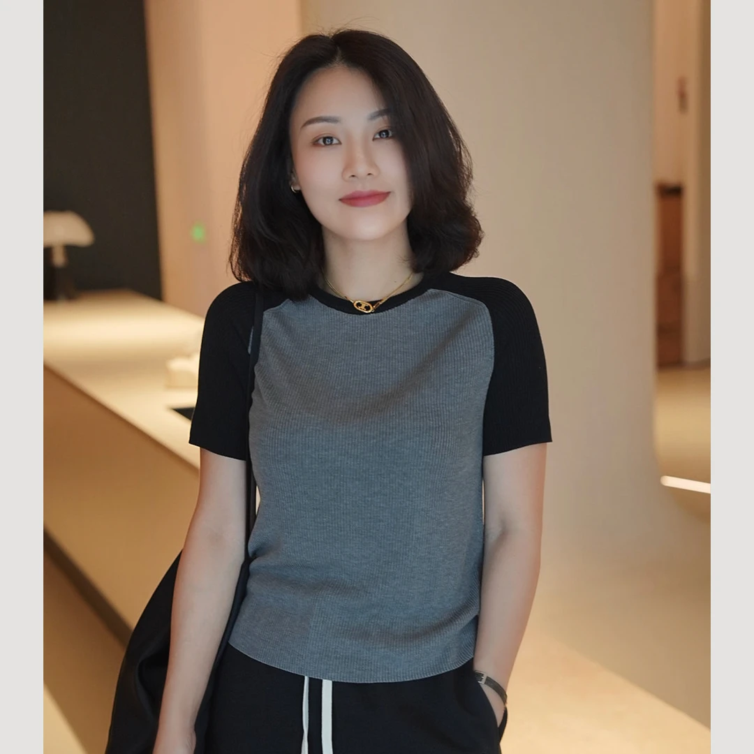 XIYE&W【芝麻灰拼色T】百搭拼色T