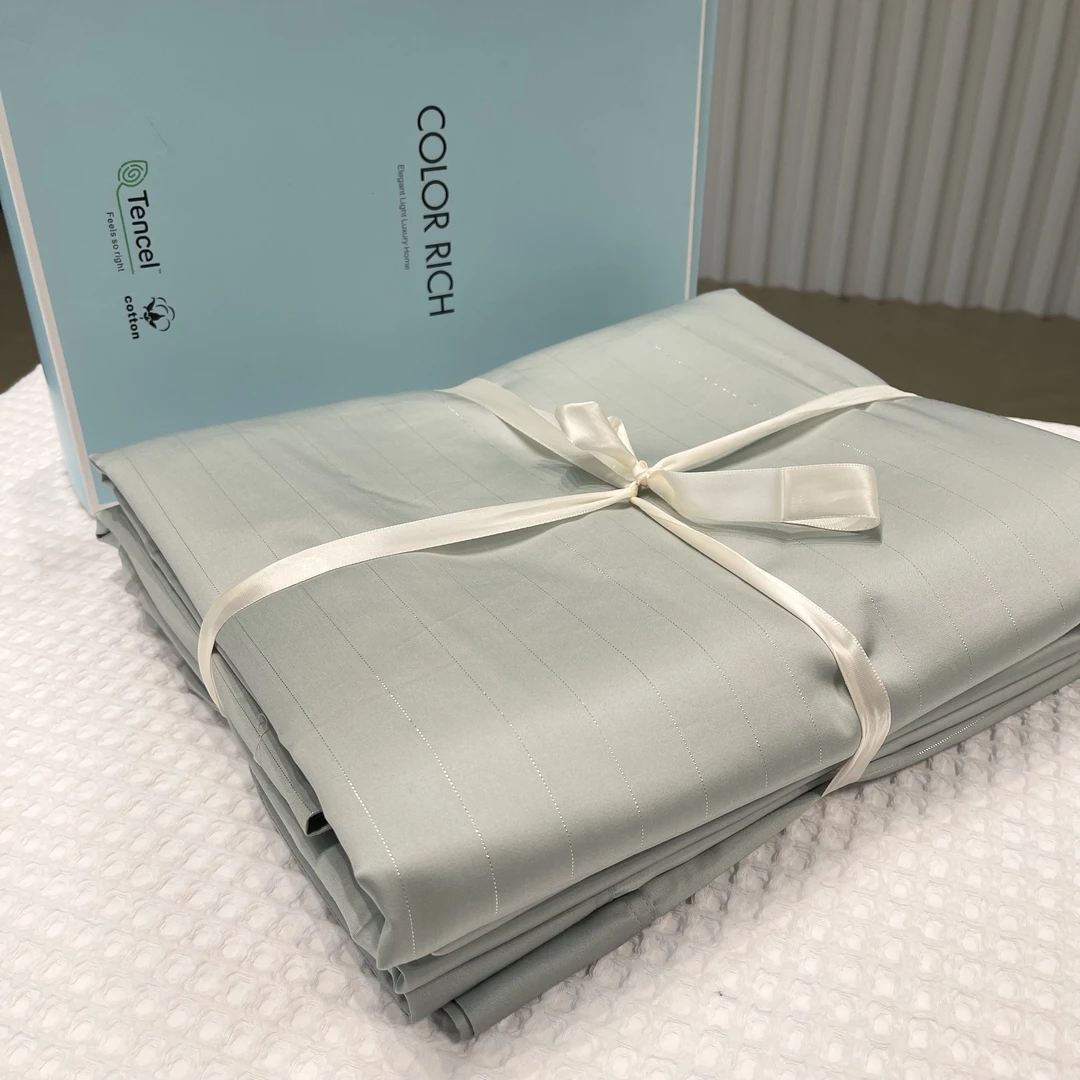 实体专版定制 银线贡缎四件套 a面银线 莫奈绿 柔软舒适 略有微瑕