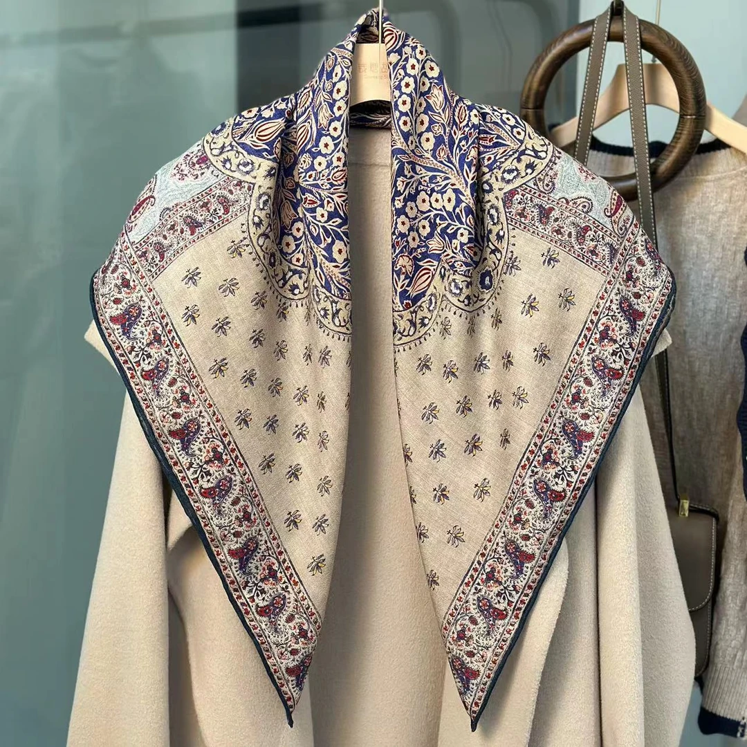 Qiantang Story/钱塘故事90丝毛-米蓝雅致古典围巾87*87cm