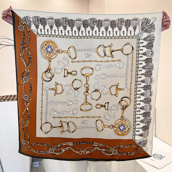 Qiantang Story/钱塘故事 斜纹橘白调 14姆米方巾 90*90CM