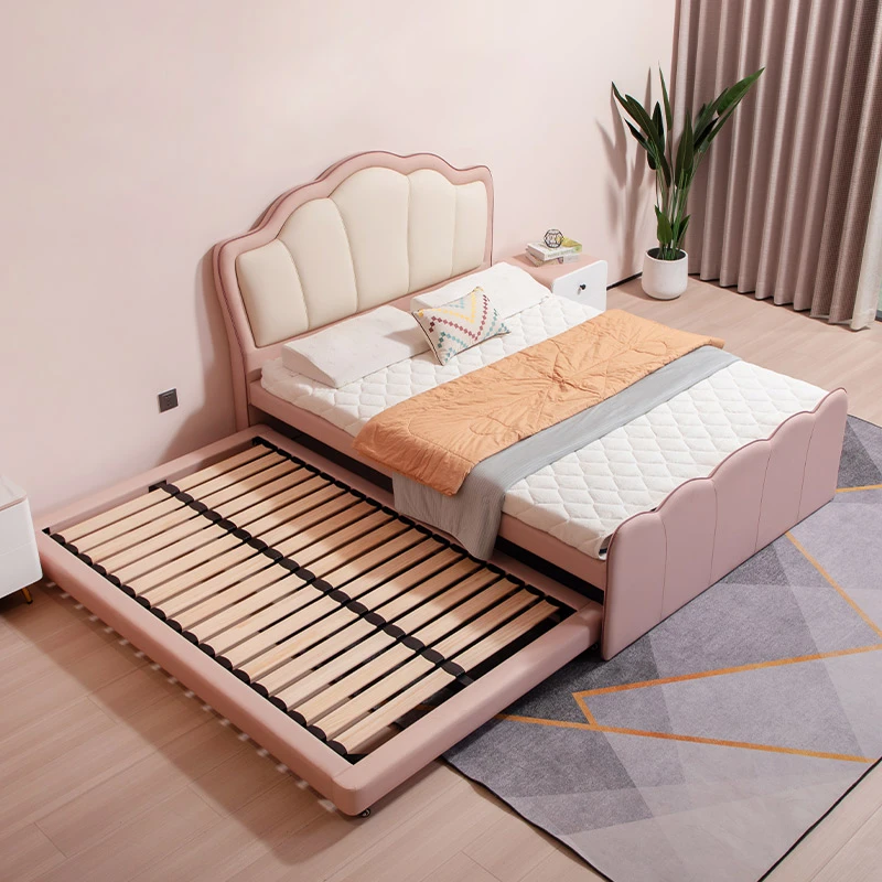慕思儿童床1.5米贝壳床公主实木儿童025拖床（床架）