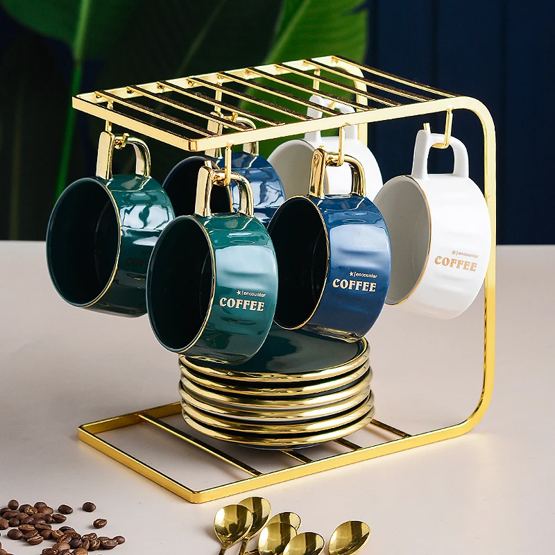 高档精致咖啡厅杯子陶瓷金边英式套装下午茶具咖啡杯碟勺组合套装