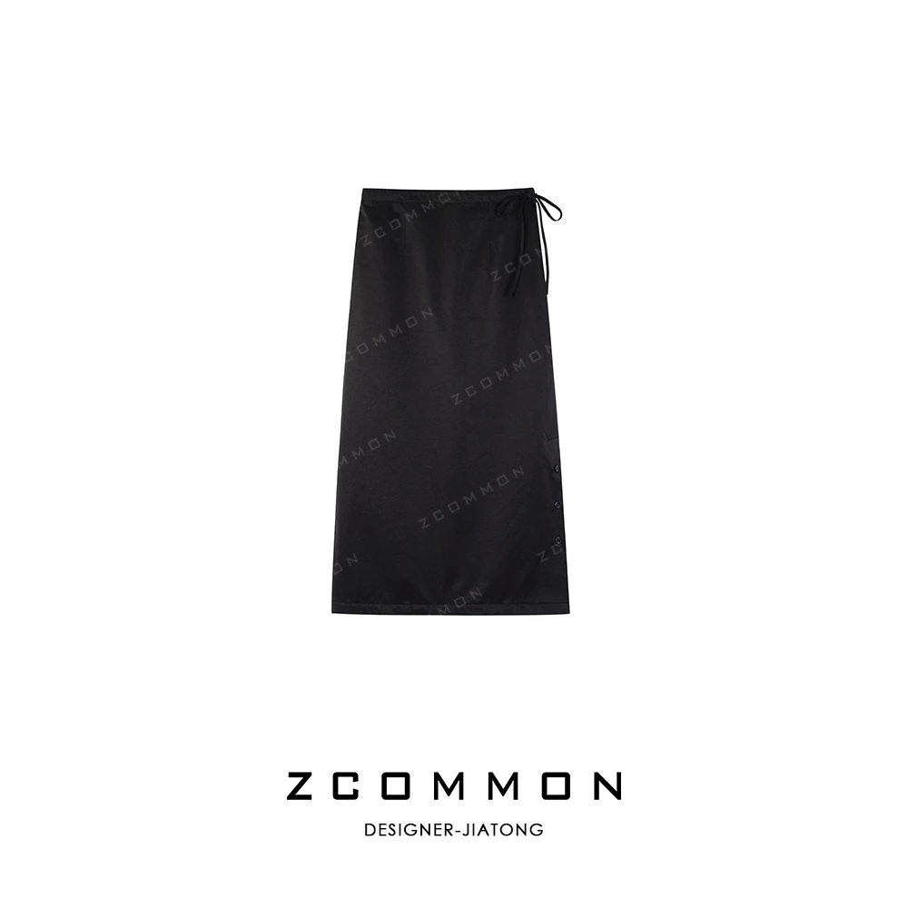 Z common冬季加厚夹棉时尚气质休闲显瘦松紧腰系带半身裙 2408034