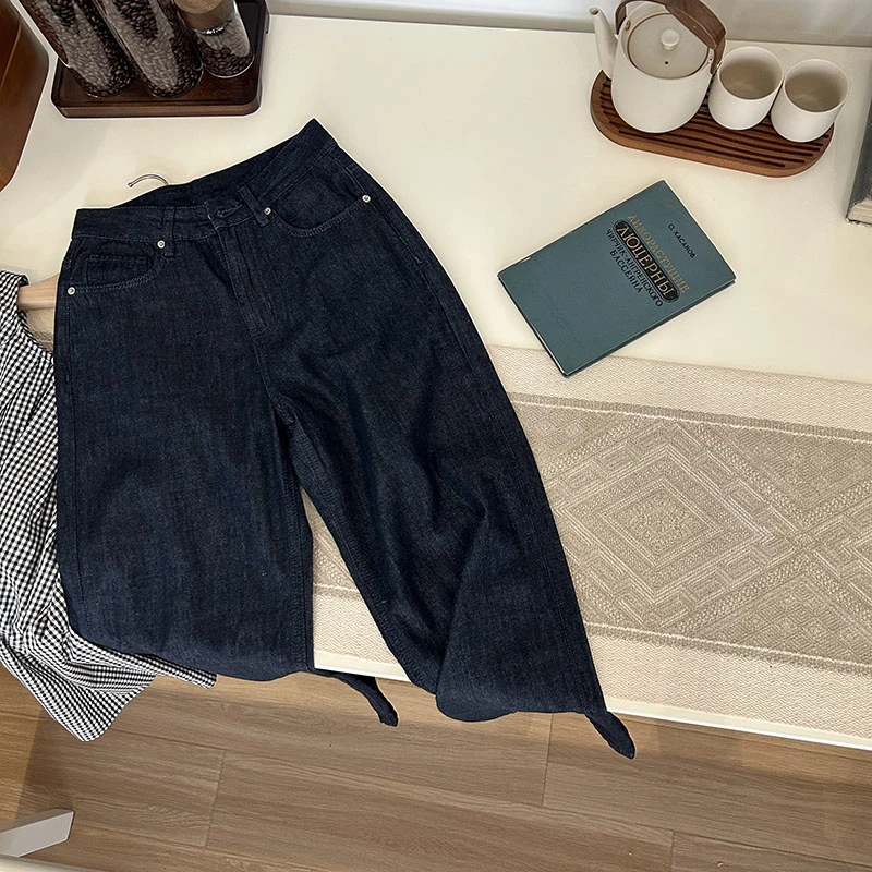 黑标*原色窄版牛仔直筒裤休闲裤