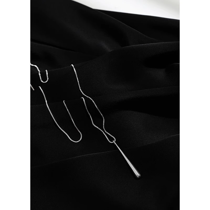 铜合金吊坠 美洋MEIYANG现货重力水滴毛衣链百搭长吊坠银色盒子链