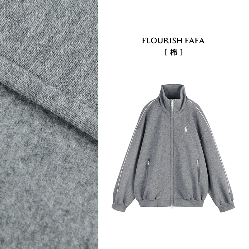 【半冬】外套运动休闲时尚微胖百搭纯色拉链女生秋冬潮流立领