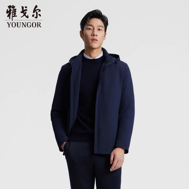 【90白鹅绒+新款】雅戈尔冬季休闲连帽短款防风羽绒外套加厚439899