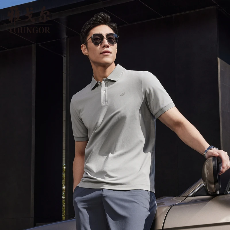 【锌钰凉感纤维透气】雅戈尔T恤休闲男士宽松翻领夏短袖polo弹力