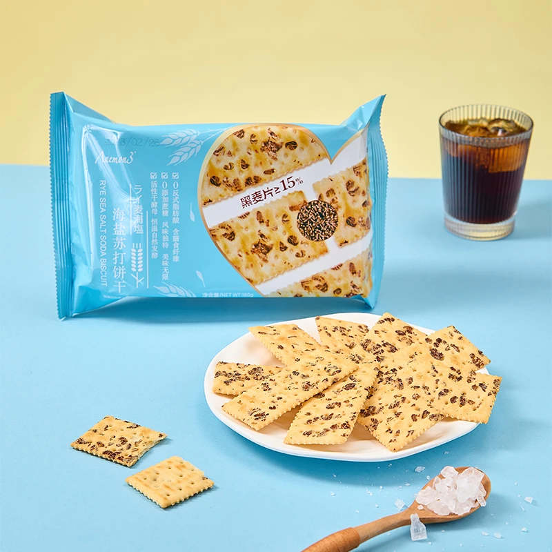 ANEMON3爱你们180g/袋黑麦海盐苏打饼干袋装孕妇