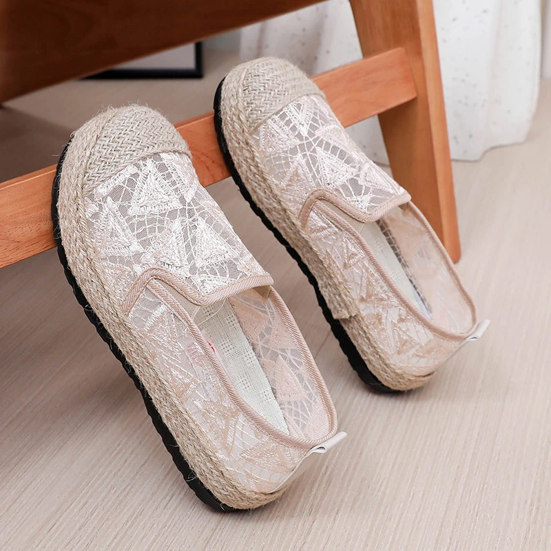 夏季新款镂空网面透气女鞋厚底百搭女网鞋老北京布鞋休闲舒适女鞋