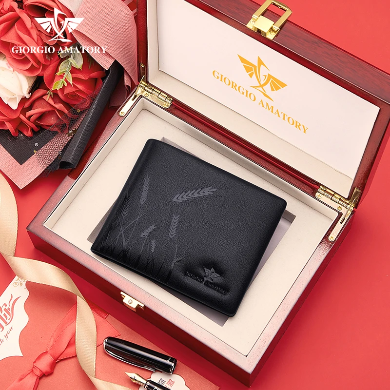 钱包男士真皮短款简约男款送男友/爸爸/老公-生日礼物【礼盒装】