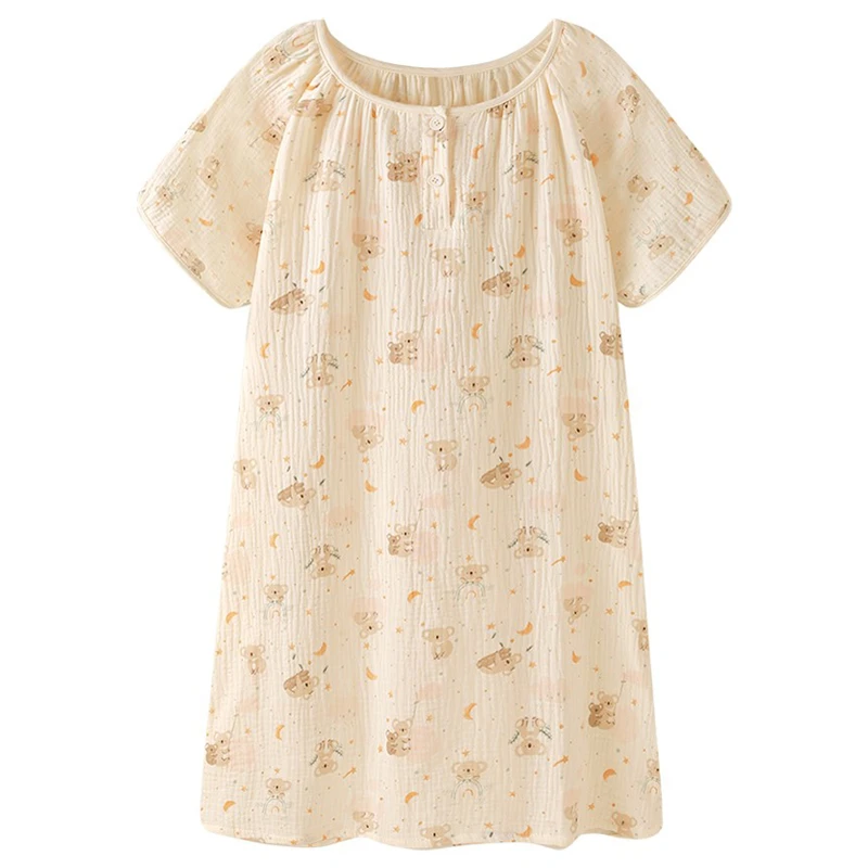 【奶萌树袋熊】日系可爱考拉印花纯棉纱布睡衣夏季女款短袖睡裙孕妇