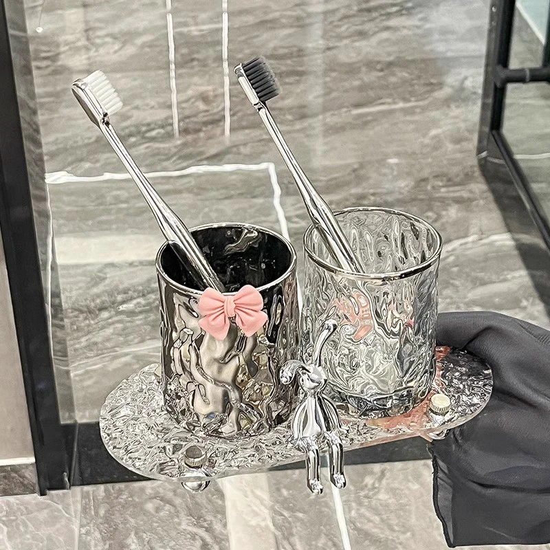 漱口杯牙刷杯玻璃漱口杯高颜值刷牙杯情侣牙杯高级感轻奢