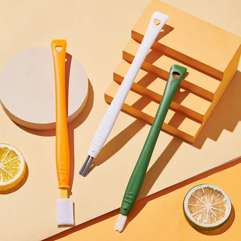 多功能鱼嘴可替换头缝隙清洁刷 一次性长柄清洁刷子神器家用瓶刷