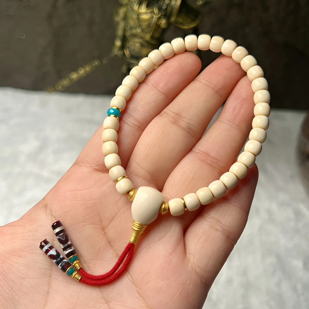 收藏级猛犸天然牙芯料黄金男女文玩手串原色佛珠高瓷单圈定制搭配