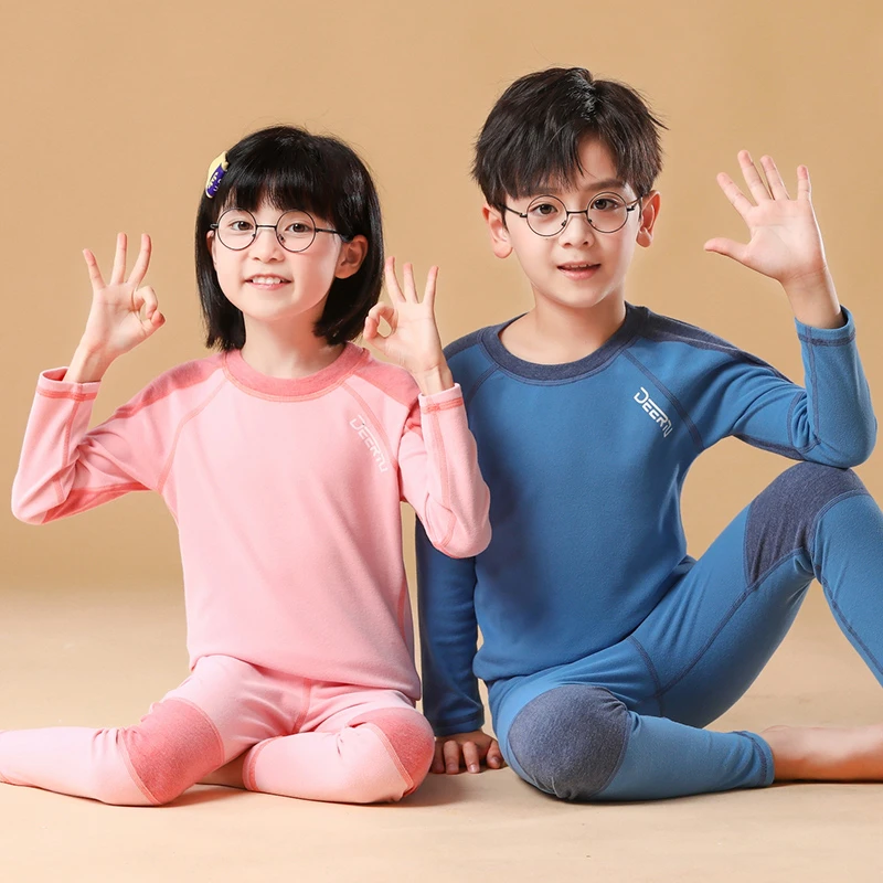儿童保暖内衣套装双面绒加绒加厚中大童宝宝秋冬男童女童秋衣秋裤