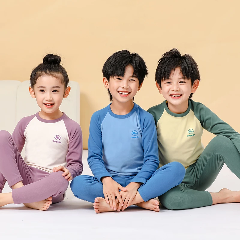 儿童保暖姜绒保暖内衣套装男童女童秋冬款打底内衣中大童秋衣秋裤