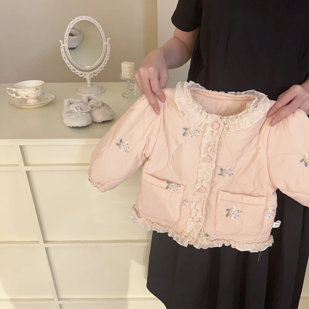 女童棉服冬装2023新款儿童加绒夹棉外套女宝宝公主棉衣秋冬季棉袄
