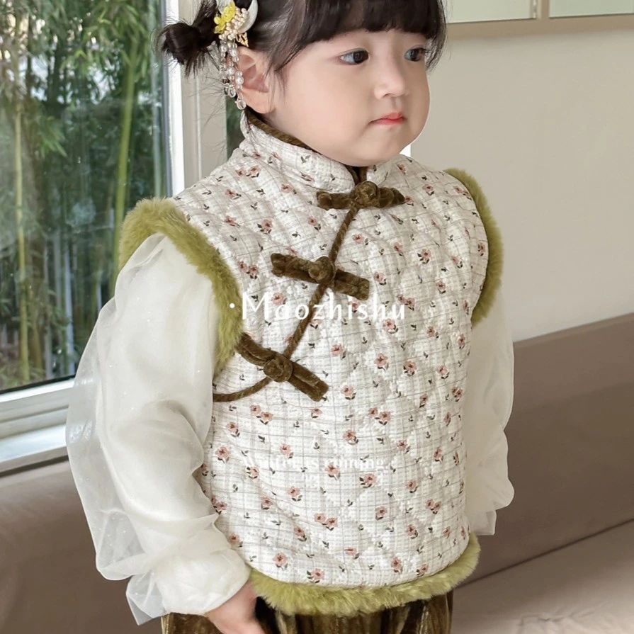 乐恩童装拜年服女童装棉衣加厚中国风冬季汉服棉袄女宝宝过年服