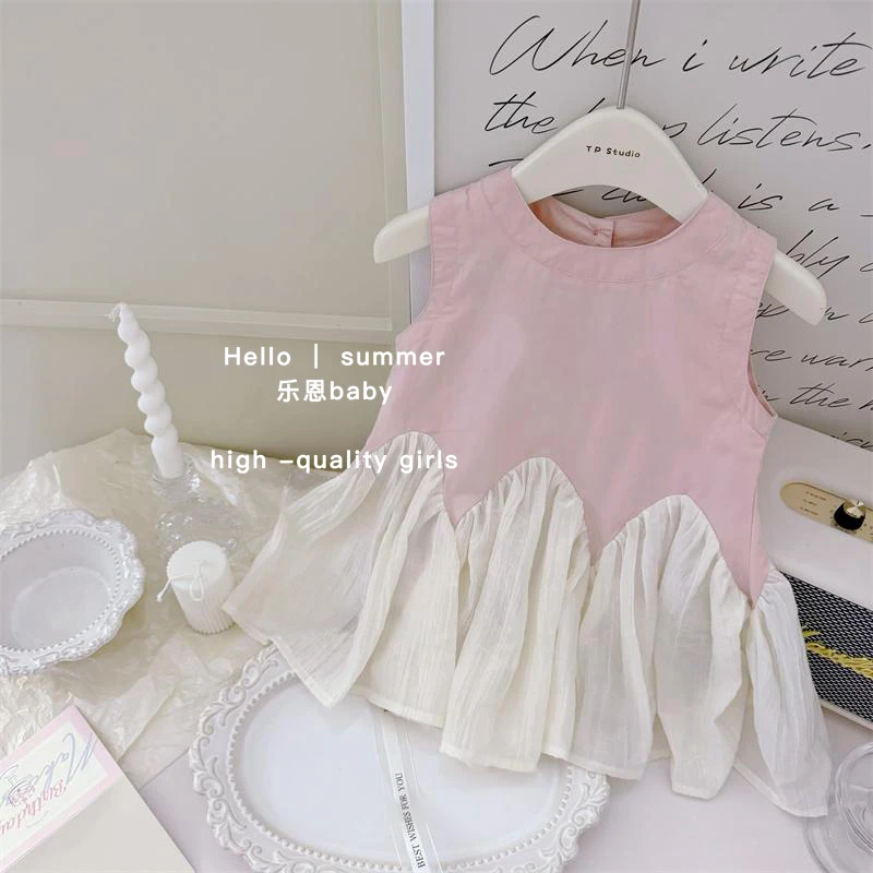 【乐恩童装】芭蕾美学韩国女童人鱼尾裙花边拼接设计感宝宝公主裙子