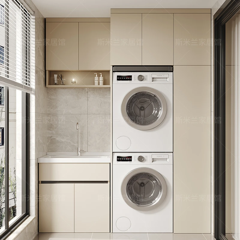 蜂窝铝洗衣机柜组合阳台柜小户型洗脸盆柜洗衣机一体柜搓板洗衣池