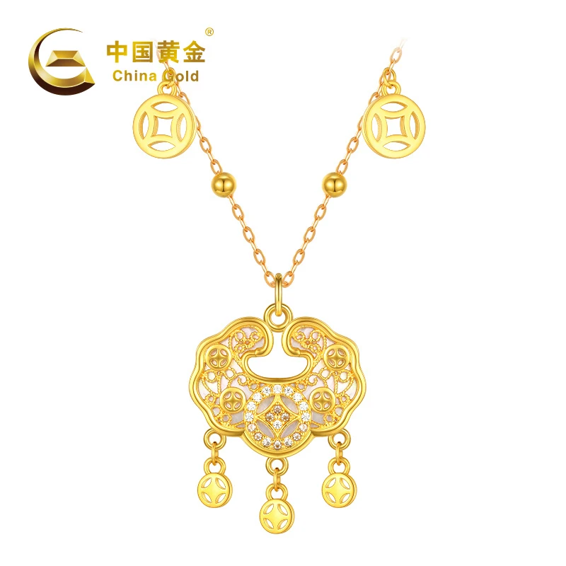 【中国黄金】SY20278#招米如意锁 S925银镶贝套链