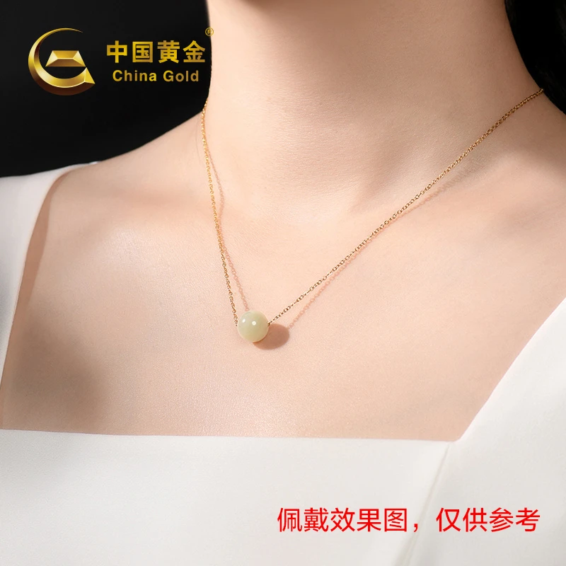 【中国黄金】SY20077# 和田玉路路通吊坠简单五金女孩