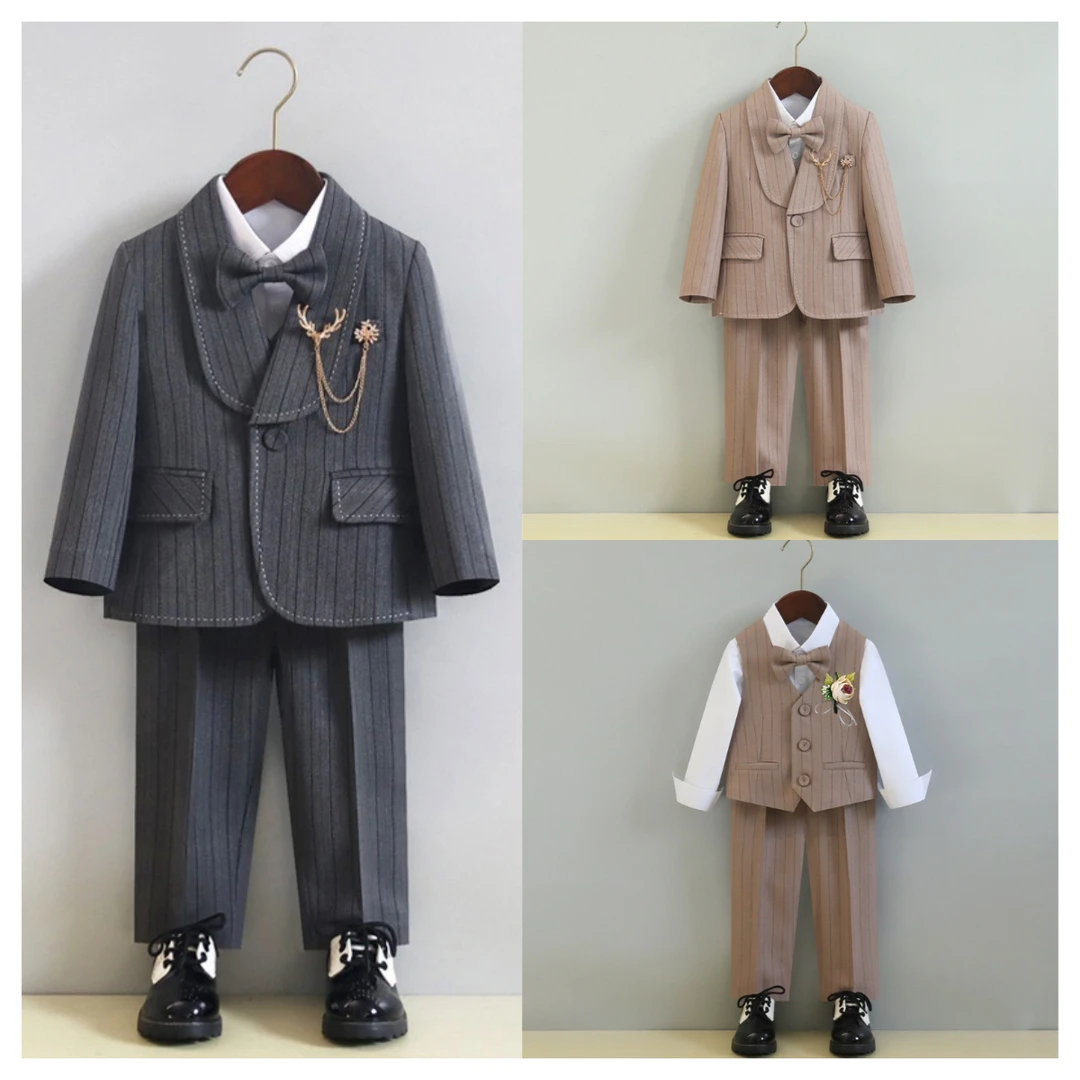 男童春秋帅气西服宝宝生日周岁摄影花童婚礼春秋主持钢琴演出正装